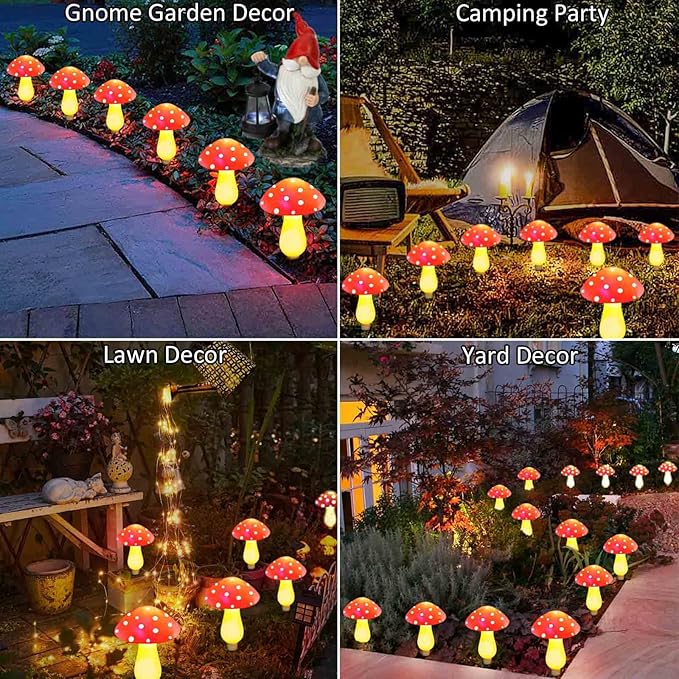 8-Pack Red Solar Mushroom Lamp, 8 Modes, Outdoor Waterproof, for Garden Decor, Christmas, Halloween, Yard, Lawn-Ruum Studio Home