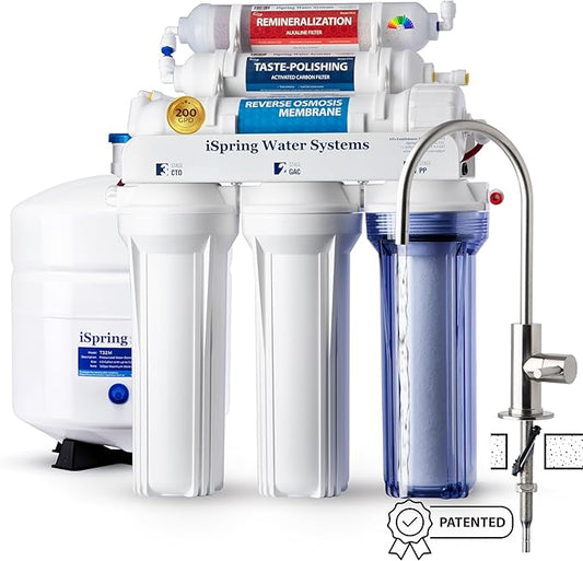 iSpring RCC2AK, Upgraded 200 GPD, pH+ 6-Stage Under Sink Reverse Osmosis System with Alkaline Remineralization Filter, Patented Top-Mounted Faucet Design for Easy DIY Installation-Ruum Studio Home
