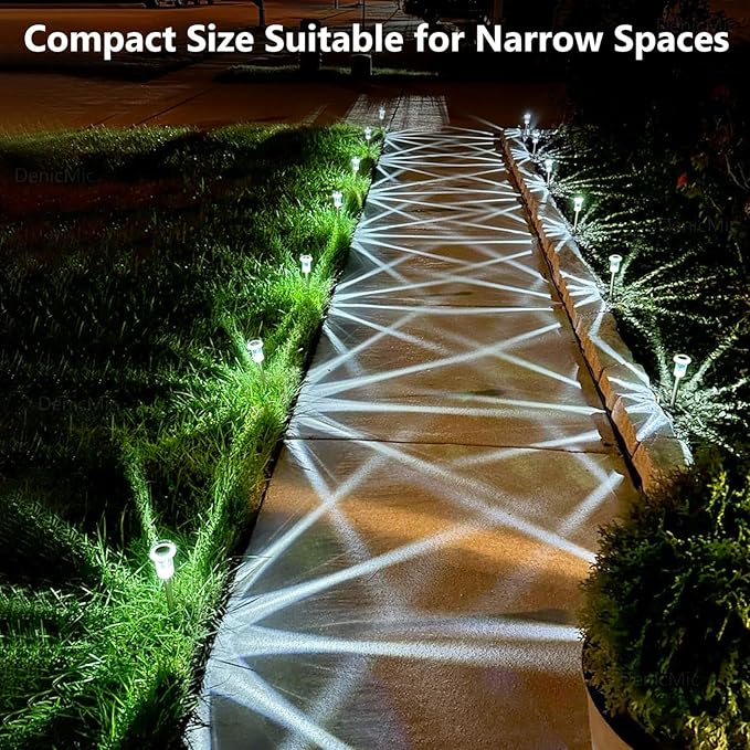 DenicMic Solar Lights Outdoor 15 Pack Waterproof 6000K Cold White LED Stainless Steel Stake for Pathway Yard Garden Driveway Solar Powered Outside Decor-Ruum Studio Home