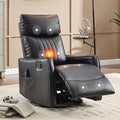 Manual Swivel Rocker Recliner Chair for Adults, Overstuffed Reclining Glider Chair for Nursing with Vibration Massage & Heat, Living Room Rocking Recliner 2-Stage backrest, Faux Leather Black-Ruum Studio Home