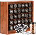 AllSpice Spice Rack Organizer, Wood, 525 Unique Labels, Countertop or Wall Mount, Includes 30 4oz Jars- Cherry Stain-Ruum Studio Home