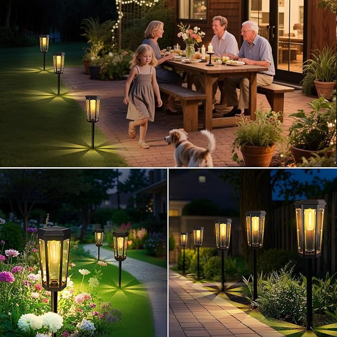 Solar Pathway Lights, Upgraded Solar Bright LED Path Lights, Outdoor Waterproof Garden Landscape Lighting with 2 Lighting Modes & Auto On/Off, for Yard, Landscape, Patio, Lawn, Path, Walkway, Driveway-Ruum Studio Home