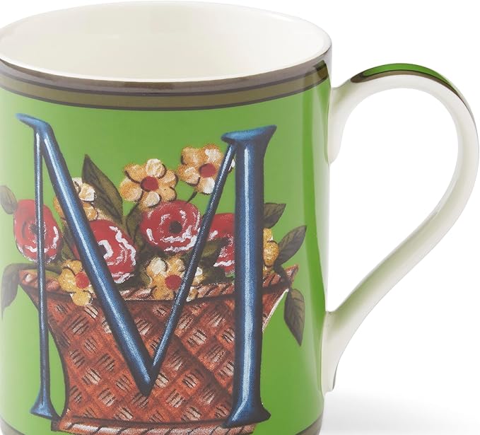 Spode Kit Kemp Alphabet Mug - Letter M Monogram in Fine China, 12oz Ceramic Coffee Cup for Hot Drinks, Personalized Drinkware for Unique Gifts, Dishwasher Safe Tea or Coffee Mug - Gift Box Included-Ruum Studio Home