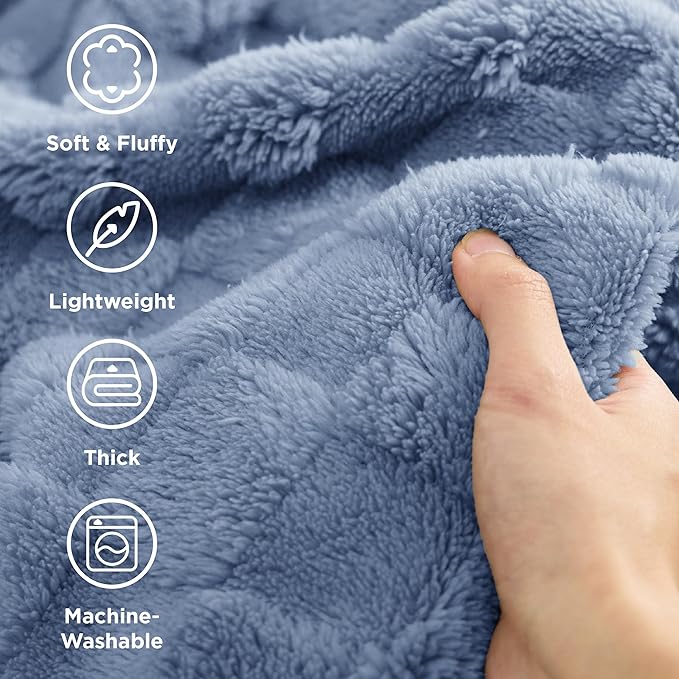 Bedsure GentleSoft Twin Blanket for Bed Ashley Blue - Super Soft Cozy Blankets for Women Men Girls, Cute Fuzzy Fleece Throws for Bedroom Couch, 60x80 Inches-Ruum Studio Home