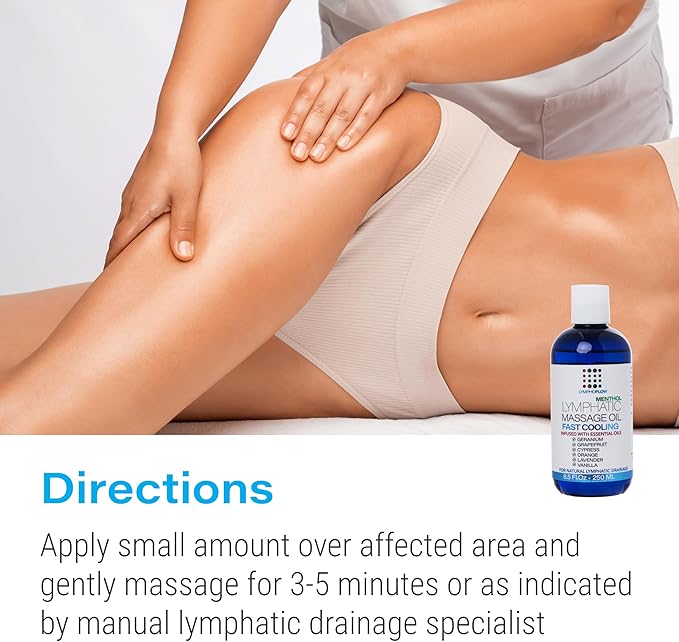 Lymphatic Drainage Massage Oil with Arnica & Coconut Oil, Cooling Menthol for Relief, Post Surgery Recovery & Lipedema, Liposuction, 360 Lipo, BBL, Tummy Tuck, Fibrosis Treatment, 8.5 Oz-Ruum Studio Home