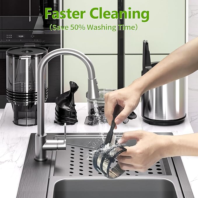Cold Press Juicer – 6.5" Extra Large Feed Chute Fit Hands-Free Electric Masticating Juicer Machine, 350W Slow Masticating Juicer Machine for Whole Fruit and Vegetables – Easy Cleanup & Assembly-Ruum Studio Home