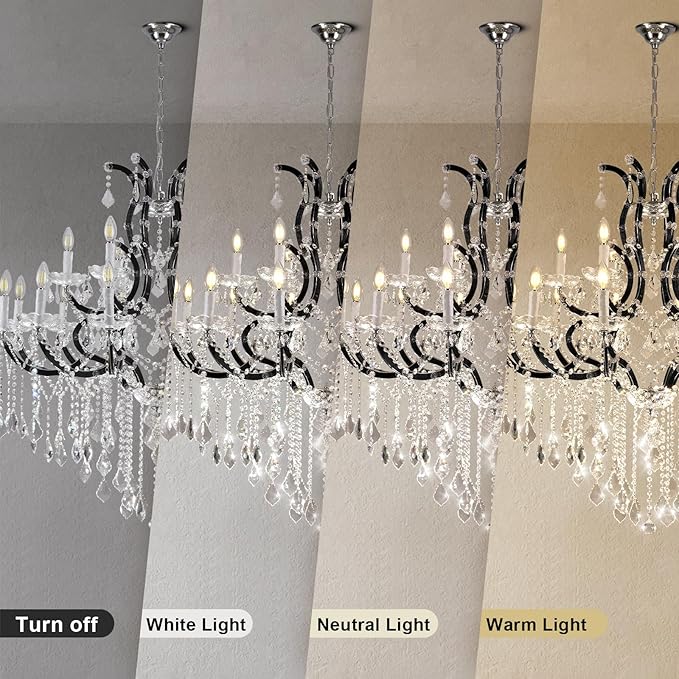 Large Black Crystal Chandelier Light Fixtures, 18 Lights Modern Crystal Chandeliers for Dining Room,Staircase Hallway Living Room Entryway,2 Layers 41'' Foyer Chandelier-Ruum Studio Home