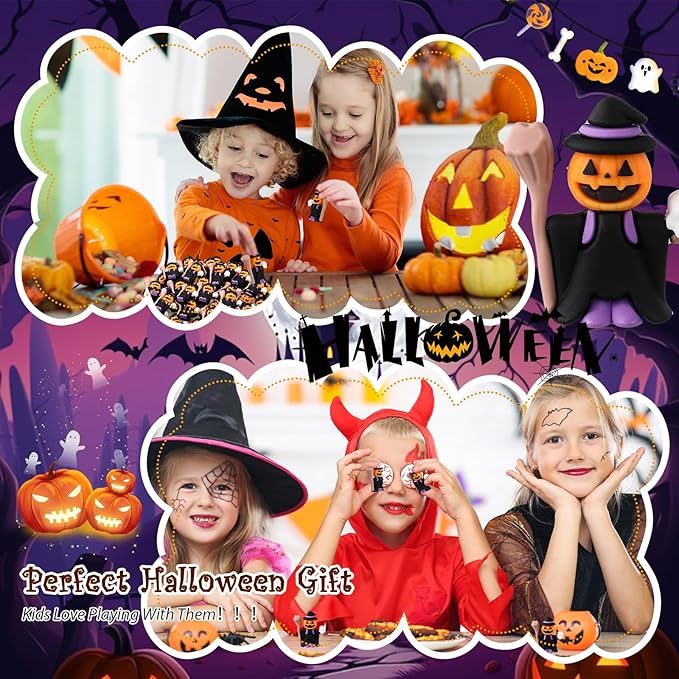 50 Pcs Halloween Mini Figurines Tiny Pumpkin Figures to Hide and Seek Rubber Wizard Miniatures Ornaments Gifts for Halloween Party Favors Table Decorations(Wizard)-Ruum Studio Home