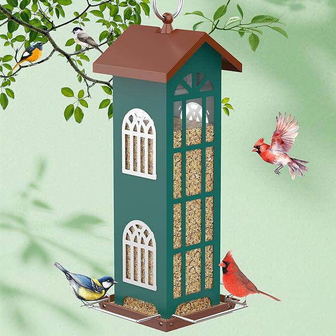 Metal Bird Feeder The Most Popular Bird Feeders for Outdoors Hanging,Waterproof and Rust-Proof,Easy Cleaning,Wild Bird Feeders Attracting Chickadees Goldfinches Cardinals Finches and Sparrows-Ruum Studio Home