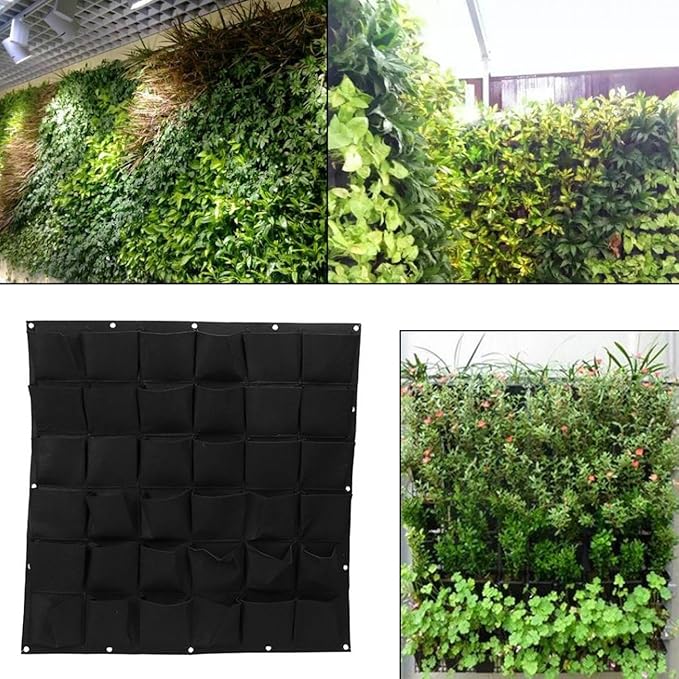 Ogrmar 36 Pockets Vertical Wall Garden Planter Plant Grow Bag for Flower Vegetable for Indoor/Outdoor (36 Pockets, Black)-Ruum Studio Home