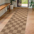 Lahome Checkered Easy Jute Kitchen Runner, 2x8 Washable Indoor Outdoor Runner Rug, Checkerboard Non Slip Non Shedding Neutral Carpet for Hallway Entryway Foyer-Ruum Studio Home
