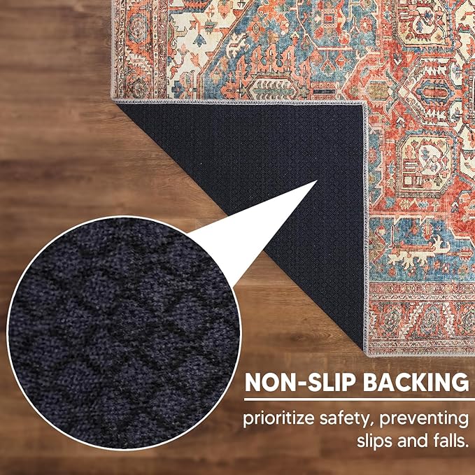 Keen Home Design 9x12 Rug - Machine Washable Area Rug with Non-Slip Backing, Ideal for Living Room, Dining Room, Bedroom - Vintage, Easy Clean, Durable, Low Pile Rug - (9' x 12')-Ruum Studio Home