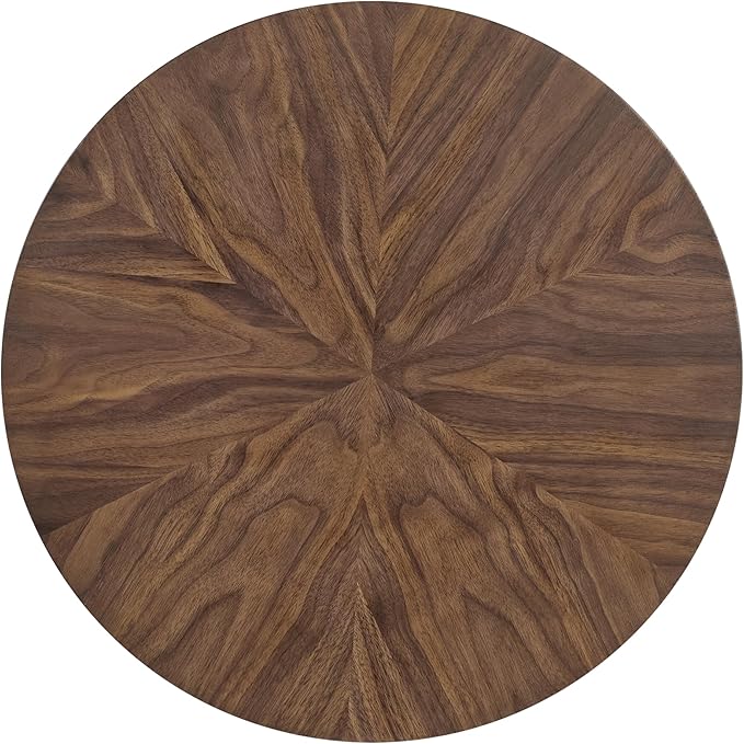 Martin Svensson Home Round Wood Walnut Brown 20" Living Room End Side Accent Table Nightstand with Storage Shelf-Ruum Studio Home