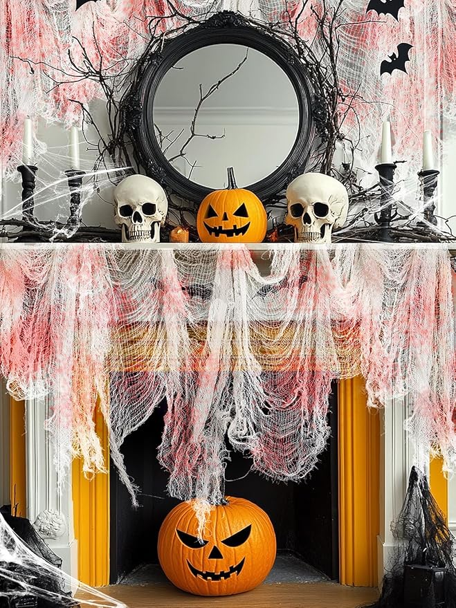 5Pcs Halloween Blood Red Creepy Cloth- Spooky Gauze Fabric Cloth for Haunted Horror House Halloween Party Doorway Outdoors Decoration (30" ×72")-Ruum Studio Home
