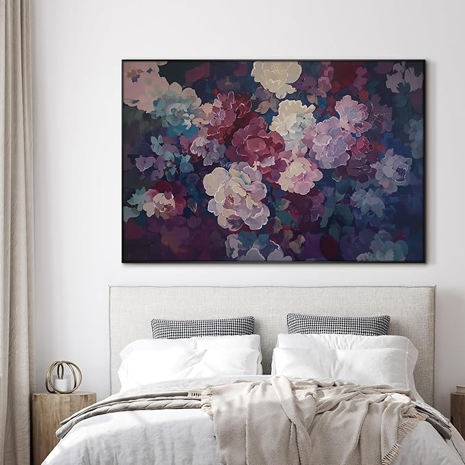 SIGNWIN 46"x72" Extra Large Framed Wall Art Bold Peony Bloom in Colorful Impressionist Style, Lush Floral for Home Living Room Bedroom Decor (Frame Assembly Required)-Ruum Studio Home