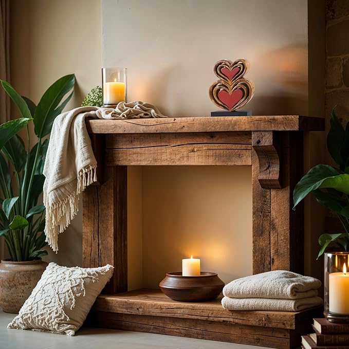 Decozen Gifts for Mom - Wooden Heart Sculpture - Mother's Day Birthday Gifts, Home, Office, Living Room, Shelf, Fireplace, Farmhouse, Tabletop, Boho and Mantle Decor - Mothers Day Decorations-Ruum Studio Home