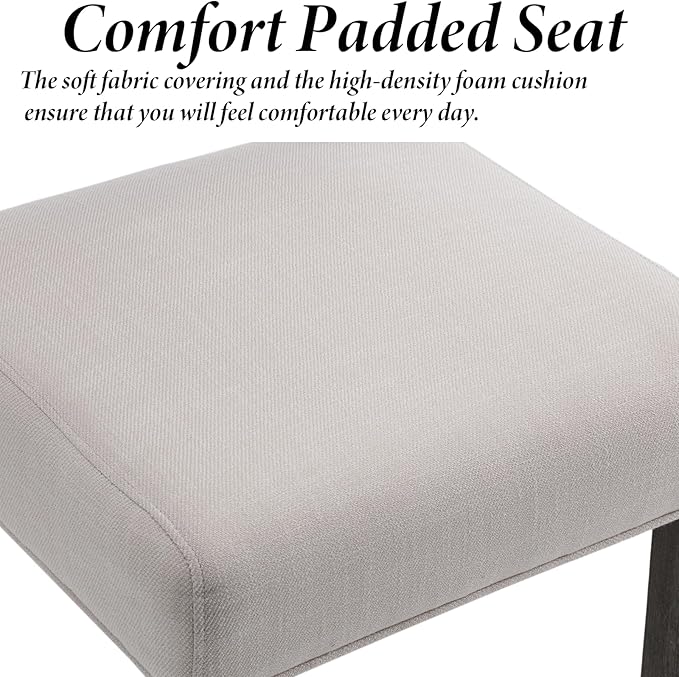 Kmax Farmhouse Dining Chairs Set of 6, Rustic Kitchen Chairs with Linen Fabric Seat and Woven Back, Vintage Accent Chairs for Dining Room, Living Room, Beige-Ruum Studio Home