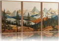 SIGNINART Vintage Mountains Framed Canvas Wall Art, Wooden Forest Wall Decor, Green Wood Pine Trees Wilderness Artwork, Metal Ridge Landscape Art Paintings for Living Room Bedroom Office 16"x24"x3-Ruum Studio Home