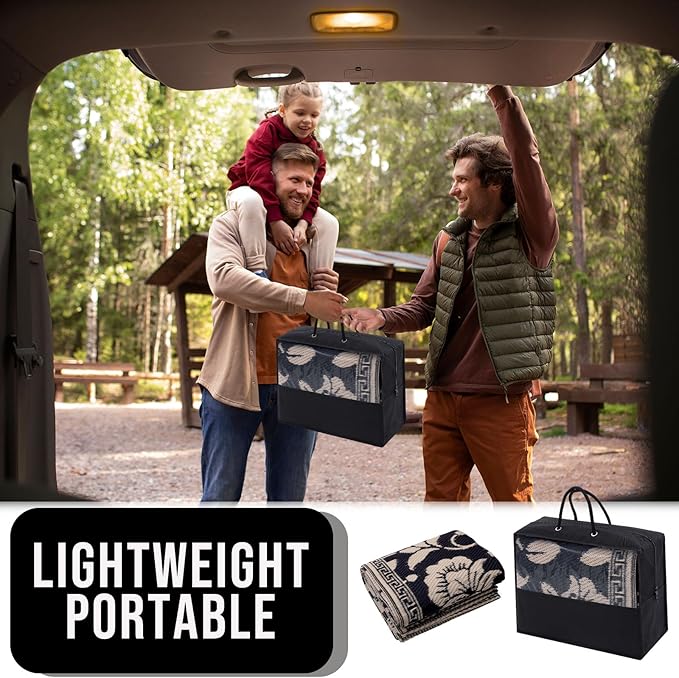 OLANLY Waterproof Outdoor Rug 5x8 ft, Outdoor Plastic Straw Rug with Flower Pattern, Reversible RV Mat for Patio, Camping, Balcony, Deck, Backyard, Black & Beige-Ruum Studio Home