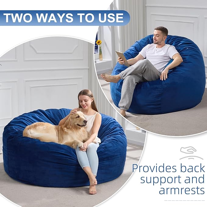 Hobestluk 5FT Bean Bag Chair Giant Bean Bag Chairs for Adults Large Bean Chairs with Removable Cover, Beanbag Chair with Filler, Adult Bean Bag Chairs for Living Room, Bedroom-Ruum Studio Home