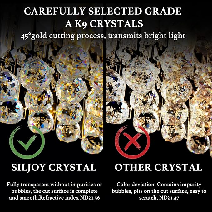 Siljoy Modern Rectangular Crystal Chandelier, 47" Rectangle Raindrop Hanging Ceiling Pendant Light Fixture Adjustable Height for Kitchen Island Dining Room, Polished Chrome Finish, L47 x W10 x H10-Ruum Studio Home