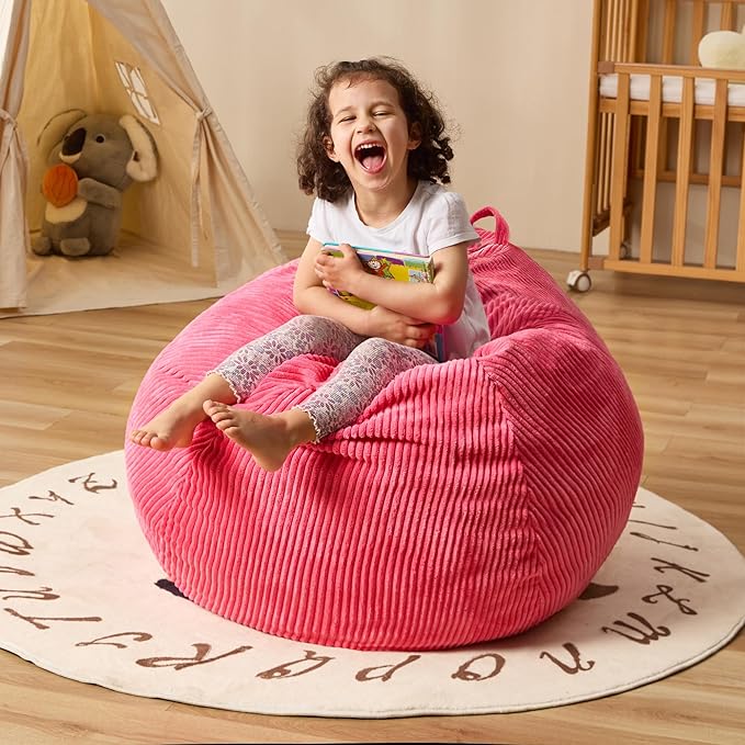 Bean Bag Chairs Teardrop Bean Bag Chair Beanbag Chair with Memory Foam Filled Machine Washable Cover for Living Room, Bedroom (Small,Pink)-Ruum Studio Home