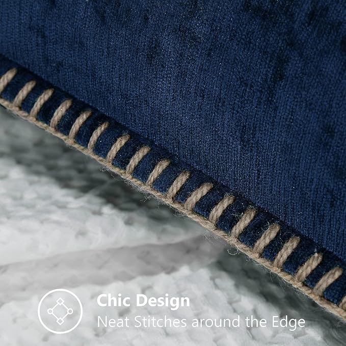 decorUhome Chenille Soft Throw Pillow Covers 12x20 Set of 2, Lumbar Velvet Farmhouse Neutral Decorative Euro Pillow Covers with Stitched Edge for Couch Sofa Bed Home Decor, Poseidon-Ruum Studio Home