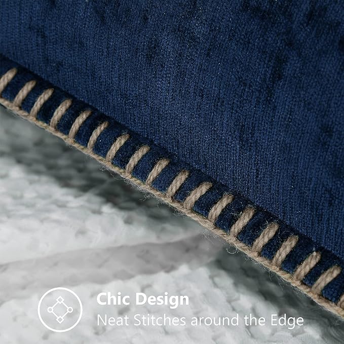 decorUhome Chenille Soft Throw Pillow Covers 24x24 Set of 2, Farmhouse Velvet Neutral Decorative Euro Pillow Covers with Stitched Edge for Couch Sofa Bed Home Decor, Poseidon-Ruum Studio Home