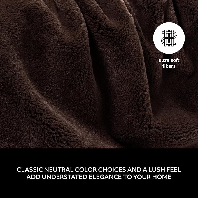 Mon Chateau Luxury Ultimate Plush Faux Fur Throw with 6cm Foldover for Couch, Sofa, or Bed - Plush Ultra Soft Blanket for Sleeping or Home Décor, 60" x 70" (Foldover Brown)-Ruum Studio Home