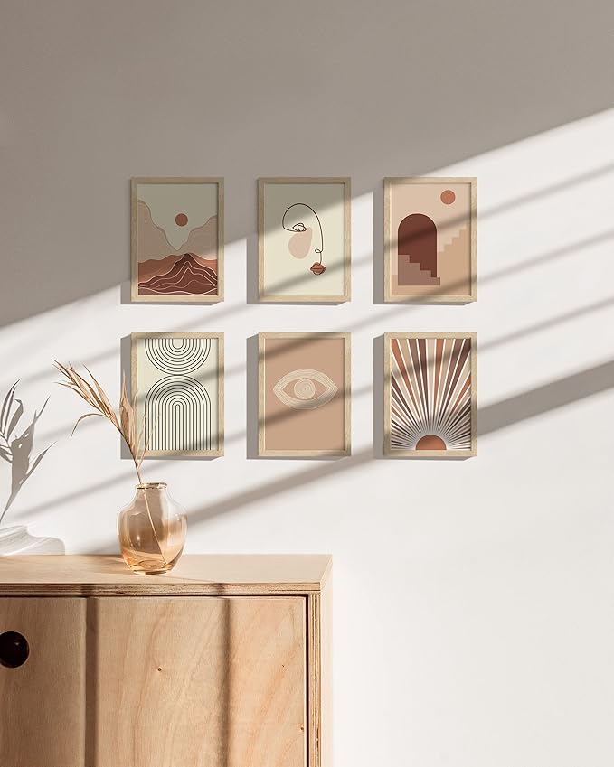 HAUS AND HUES Picture Frame, 5x7 inches, Beige Oak, Set of 6, Natural Wood Picture Frames for Wall Collage-Ruum Studio Home