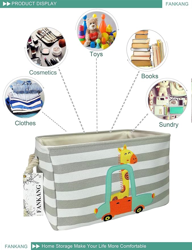 FANKANG Rectangular Laundry Basket Nursery Storage Fabric Storage Bin Storage Hamper,Gift Baskets(Giraffe)-Ruum Studio Home