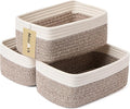 Small Storage Baskets for Organizing | Closet Organizer Bins | Shelf Toy Basket | Woven Rope Baskets | Cube Decorative Box | Shallow Basket | 11.5x7.5x4.7” | 3 Packs White Brown-Ruum Studio Home