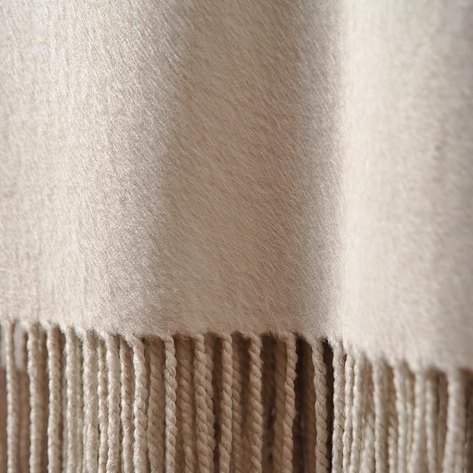CUDDLE DREAMS Silk Throw Blanket with Hand-Knotted Fringe, Natural, Soft & Breathable (Ivory)-Ruum Studio Home