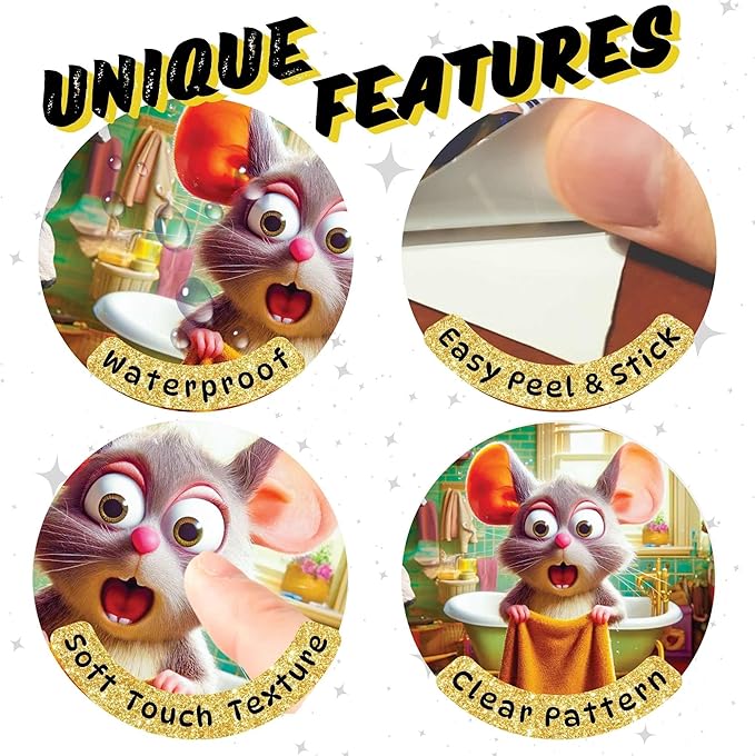 3D Mouse Sticker - Shower - Mousehole Wall Sticker Decal - Removable Bathroom Decor - Kids Room - Peel & Stick - Whimsical Home Decor - MICESTERPIECE-Ruum Studio Home