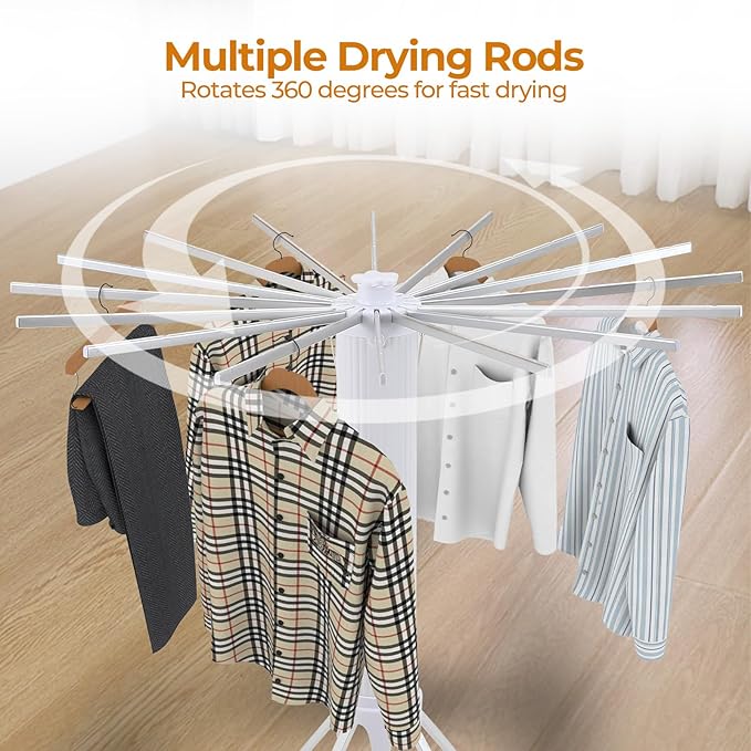 4-Legged Clothes Drying Rack Foldable,2 Tier Portable and Collapsible Space Saving Laundry Drying Rack with 4 Pulleys,Aluminum Dry Rack for Clothes-Ruum Studio Home