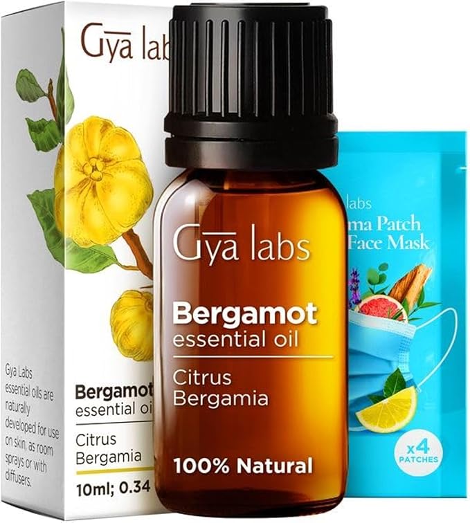 Gya Labs Bergamot Essential Oil - 0.34 Fl Oz - 100% Pure and Natural Bergamot Aromatherapy Essential Oil Uplifts Mood for Emotional Balance, Soothes Skin, Diffuser & Candle Making Scent-Ruum Studio Home