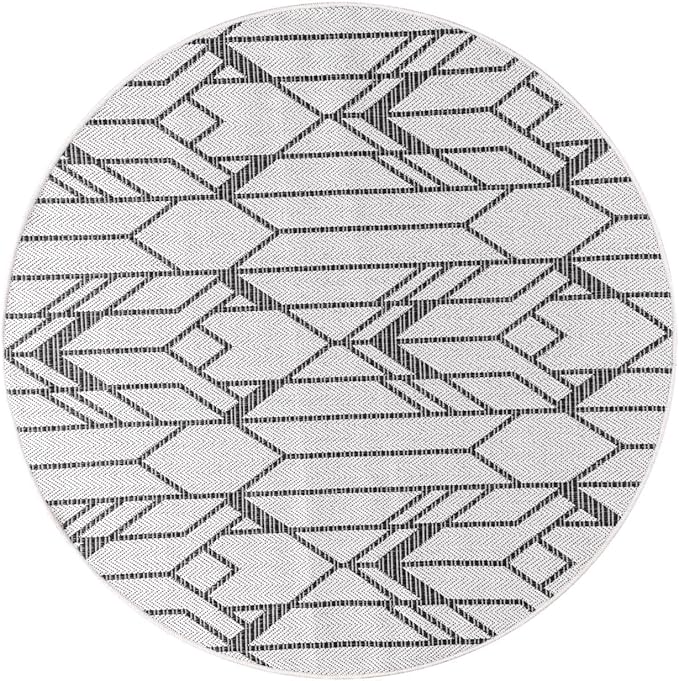 Keen Home Design Terrace Outdoor Round Rug - 5ft Round Washable Indoor/Outdoor Rug for Patio, Kitchen, Balcony, Beach, Garden, Deck and Porch, Size: 5'3" Round-Ruum Studio Home