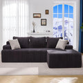 Hobestluk 96” Modular Sectional Sofa Couches L-Shape Couch 3 Seat Modular Sofa Memory Foam Sectional Couches for Living Room, Cloud Couch with Oversized Chaise (Grey, Stripe (Right Facing Chaise))-Ruum Studio Home