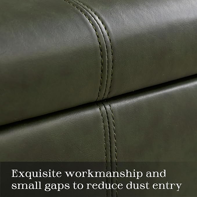 HUIMO Square Leather Storage Ottoman,Ottoman Coffee Table with Storage for Living Room (Vintagegreen)-Ruum Studio Home