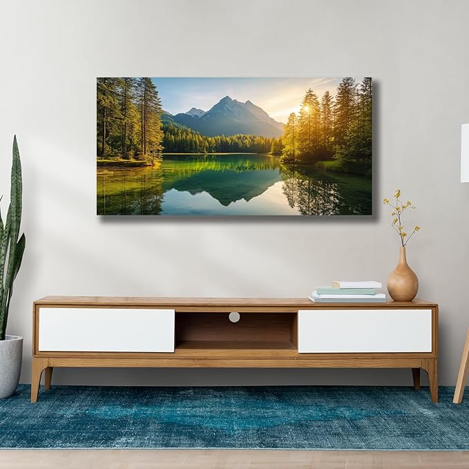 Yuaxker Tree of Life Wall Art Green and Yellow Wall Decor Modern Landscape Posters Artwork for Living Room Bedroom Dining Room Office Home Decor 24x48inch-Ruum Studio Home