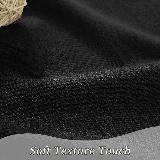 RAIN CITY Blackout Curtains 50 x 84 Inch Long Linen Blend Black Out Curtains 2 Panels Set Burg, Back Tab Rod Pocket Room Darkening Textured Curtain Window Drapes for Bedroom Living Room-Black-Ruum Studio Home