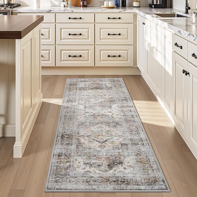 AMOAMI-2X3 Small Rug-Washable Rugs Entryway Mat Indoor-Soft Vintage Non Slip Rugs for Kitchen Laundry Room Bathroom Grey Decorative Accent Rug for in Front of Sink 24 Inch x36 Inch-Ruum Studio Home