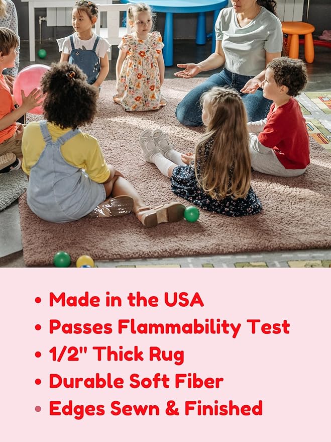 KOECKRITZ Soft and Colorful Kids Classroom Area Rugs (Passes Flammability Pill Test) Many Sizes and Bright Colors to Select from (5' x 7', Surf)-Ruum Studio Home