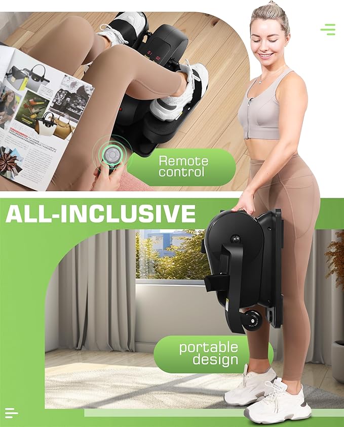 FUNMILY Under Desk Elliptical Machine, Large LCD Ellipse Leg Exerciser as Seen on TV, While Sitting for Seniors/Adults, 100% Pre-Assembled Exercise Equipment with Remote & Magnetic Storage-Ruum Studio Home