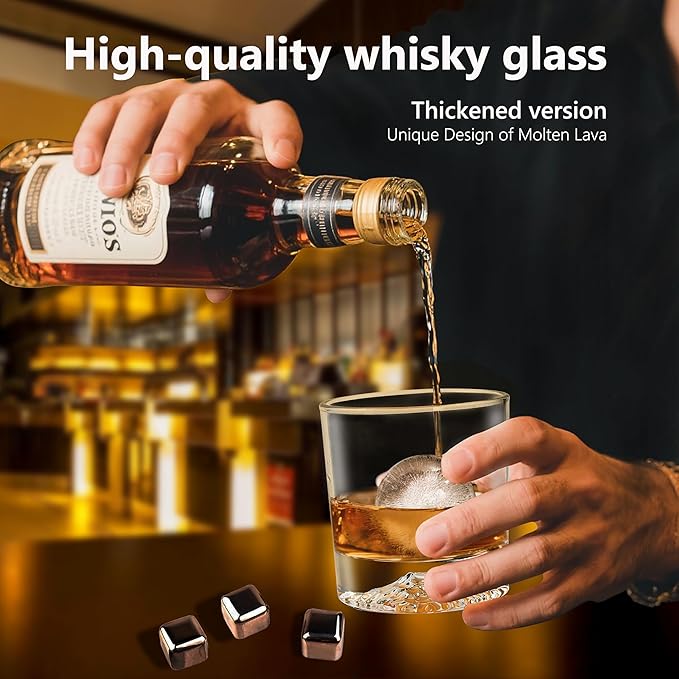 Crystal Whiskey Glasses Set of 2 – 10 OZ Designer Old Fashioned Rocks Glass for Scotch, Bourbon, Rum and Cocktail Drink – Luxury Gift for Men-Ruum Studio Home