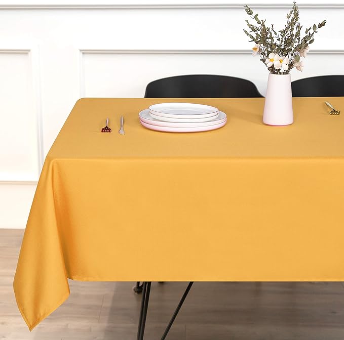 sancua Rectangle Tablecloth - 60 x 120 Inch - Stain and Wrinkle Resistant Washable Polyester Table Cloth, Decorative Fabric Table Cover for Dining Tables, Buffet Parties and Camping, Gold-Ruum Studio Home