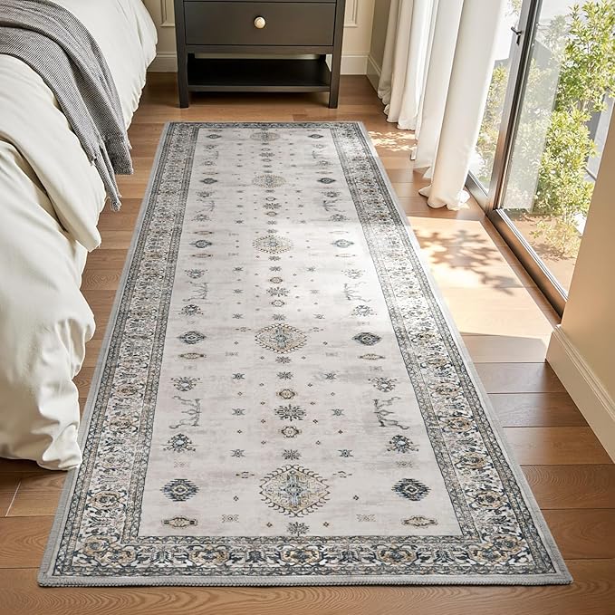AMOAMI Vintage 3X10 Runner Rug Non Slip Soft Runners for Hallways Washable Hallway Runner Bedside Rugs for Bedroom Long Rug for Hallways Entryway Laundry Room Stair Kitchen Bathroom-Ruum Studio Home