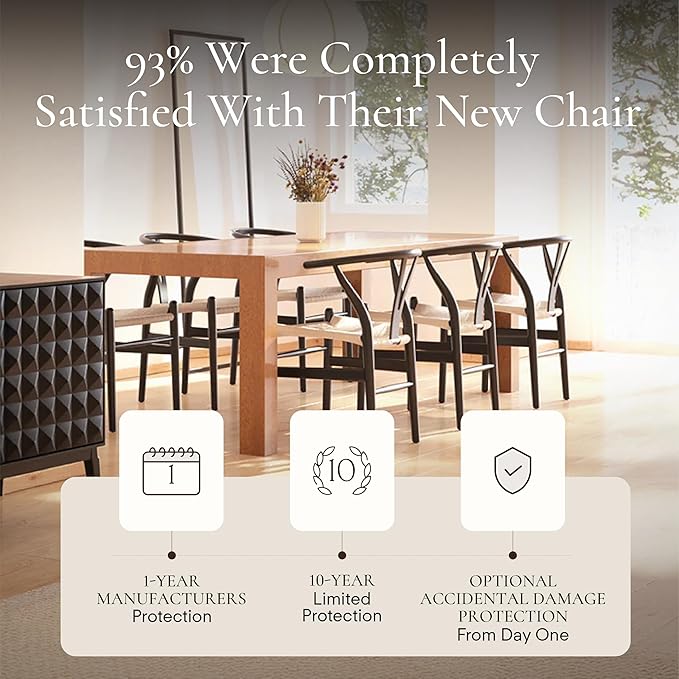 POLY & BARK Weave Dining Chair – Mid-Century Modern Wishbone Dining Chair with Arms, Solid Wood Frame, Indoor Use – Black – Single - Ideal for Dining Room, Kitchen or Stylish Accent Setting-Ruum Studio Home