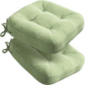 Codi Dining Chair Cushions 2 Pack, Thick Chairs Pads for Indoor Kitchen Room - Washable, Non-Slip Memory Foam Seat Cushion with Ties, 16.5"x16.5"x 3.5", Set of 2, Sage-Ruum Studio Home