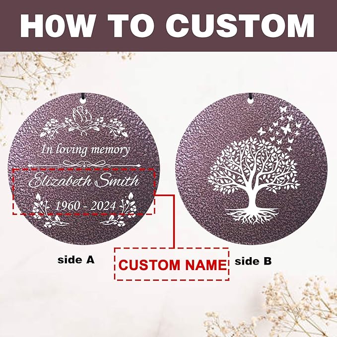 ASTARIN Memorial Wind Chimes Personalized, Bereavement Condolence Gifts for Loss of Mother Husband Wife, Customized Wind Chimes for Outside Deep Tone(Produced in USA)-Ruum Studio Home